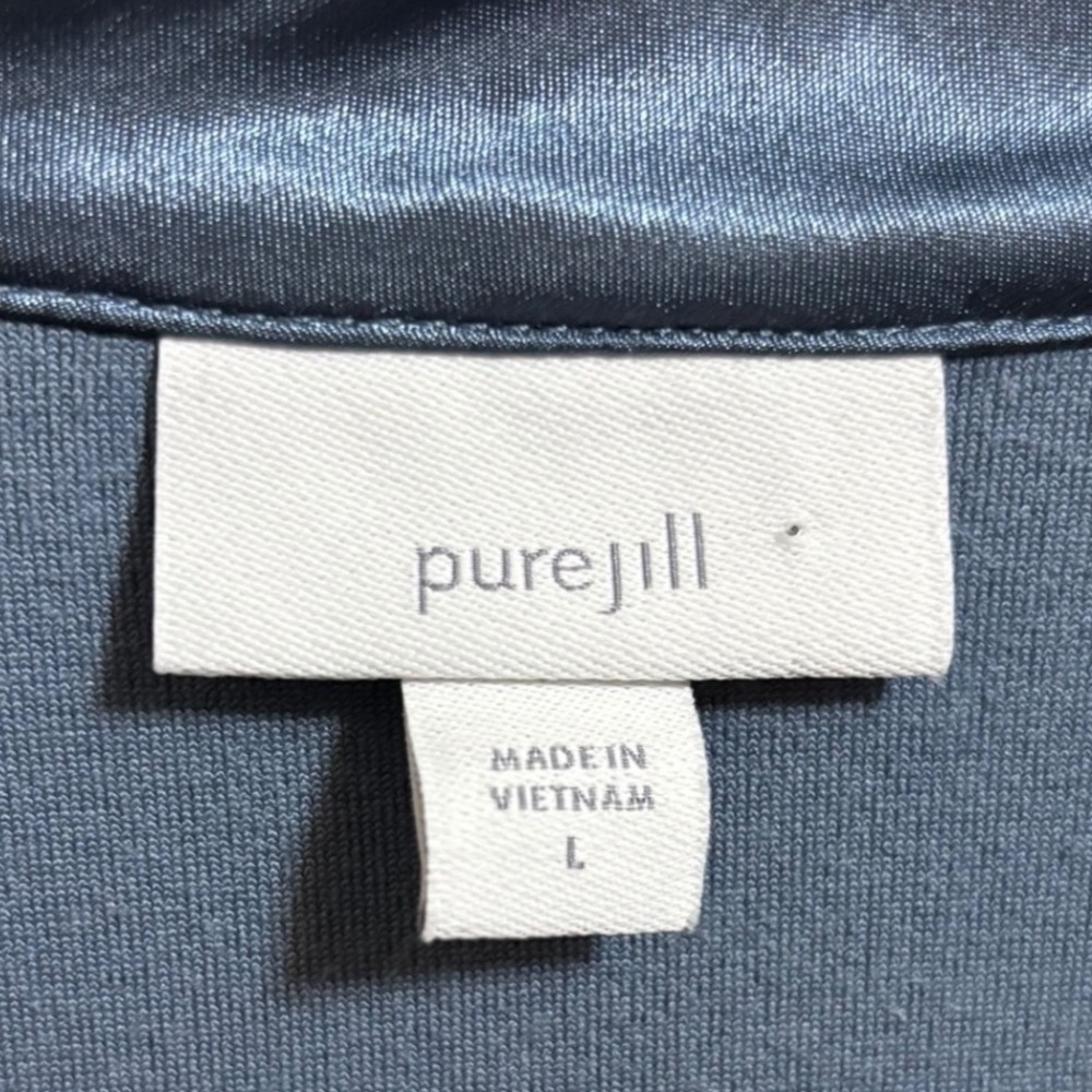 Pure Jill Blue Velour V-Neck Long Sleeve Tunic Top Quiet Luxury Boho Size Large - Picture 4 of 10